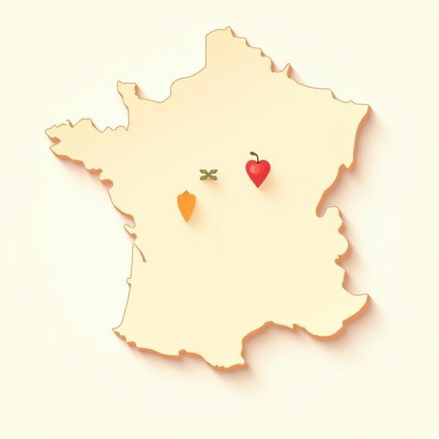 Carte de France stylisée avec repères gastronomiques