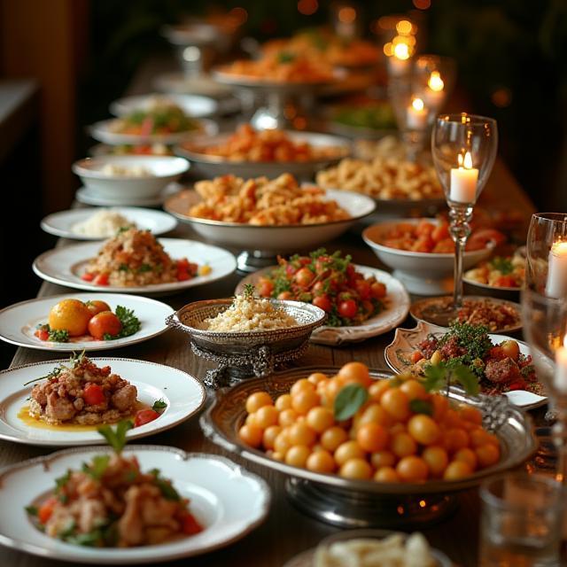 Buffet élégant avec plats régionaux